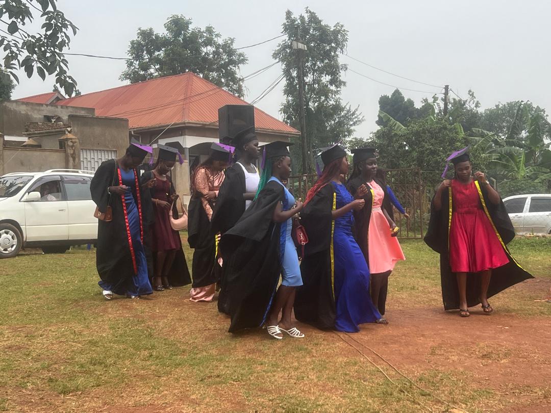 Vocational graduates walking near the ceremony tent